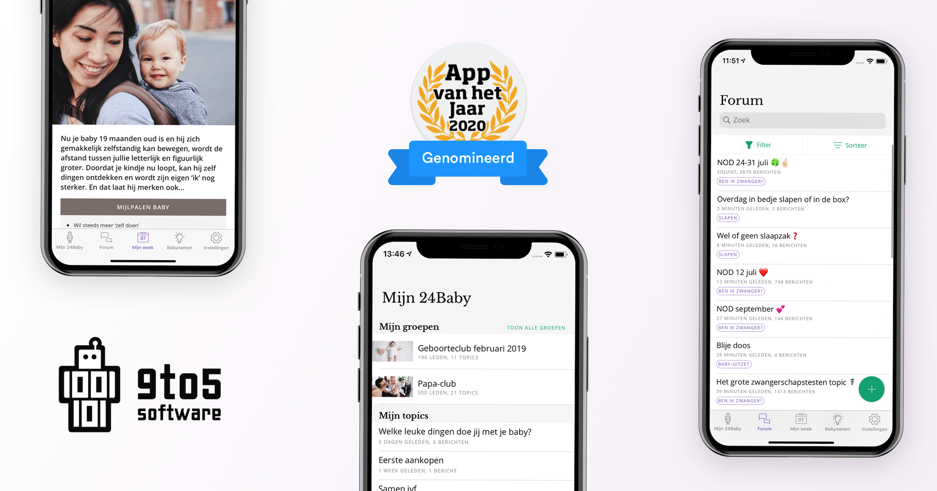 Nominatie voor Beste app van het jaar 2020 voor 24Baby! - Wij zijn trots op de nominatie voor App van het Jaar 2020 voor onze klant 24Baby.
