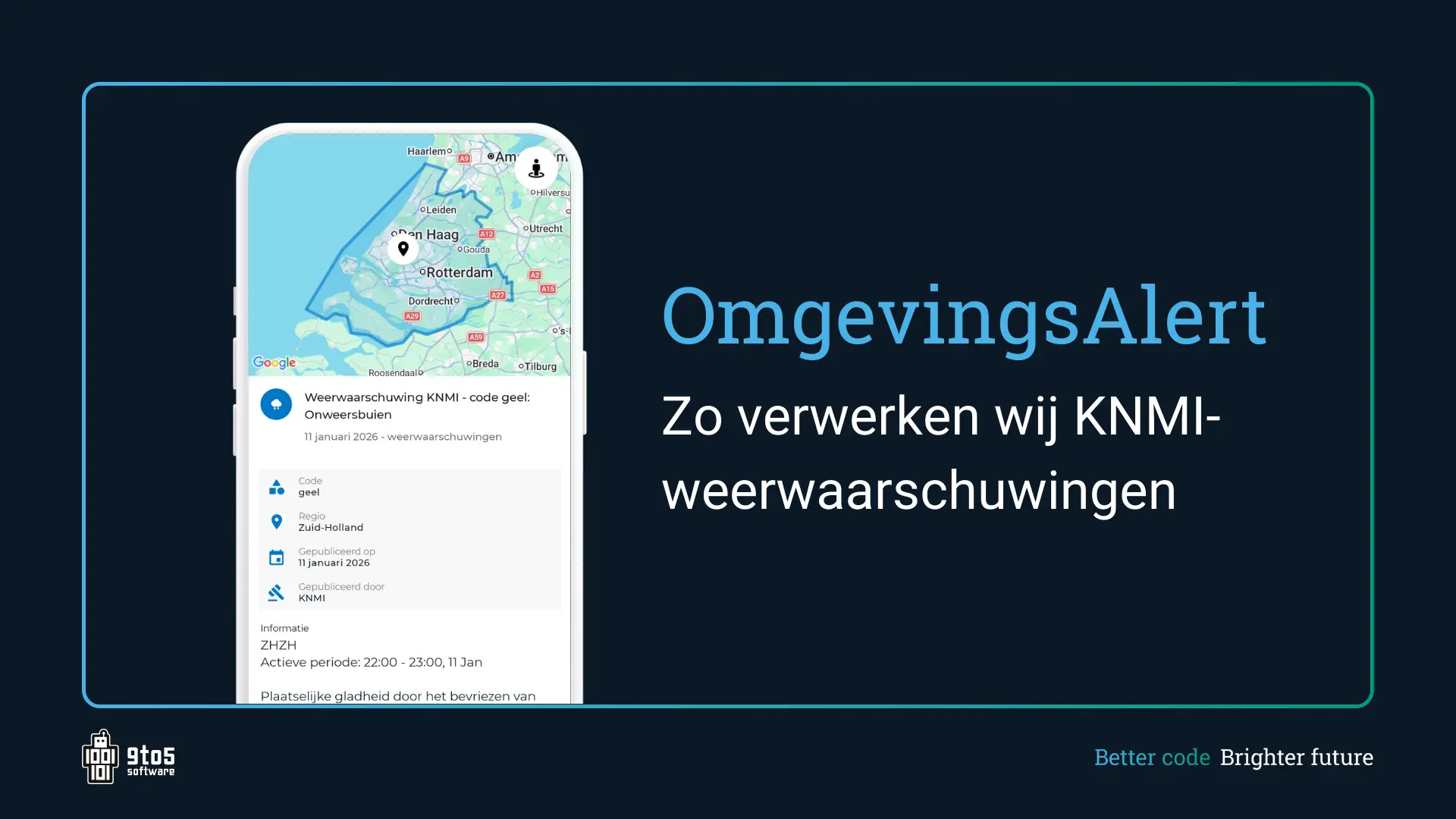 Achter de schermen bij OmgevingsAlert: zo verwerken wij weerwaarschuwingen - Onze backend developer Bink legt uit hoe wij KNMI-data veranderen in waarschuwingen in OmgevingsAlert.