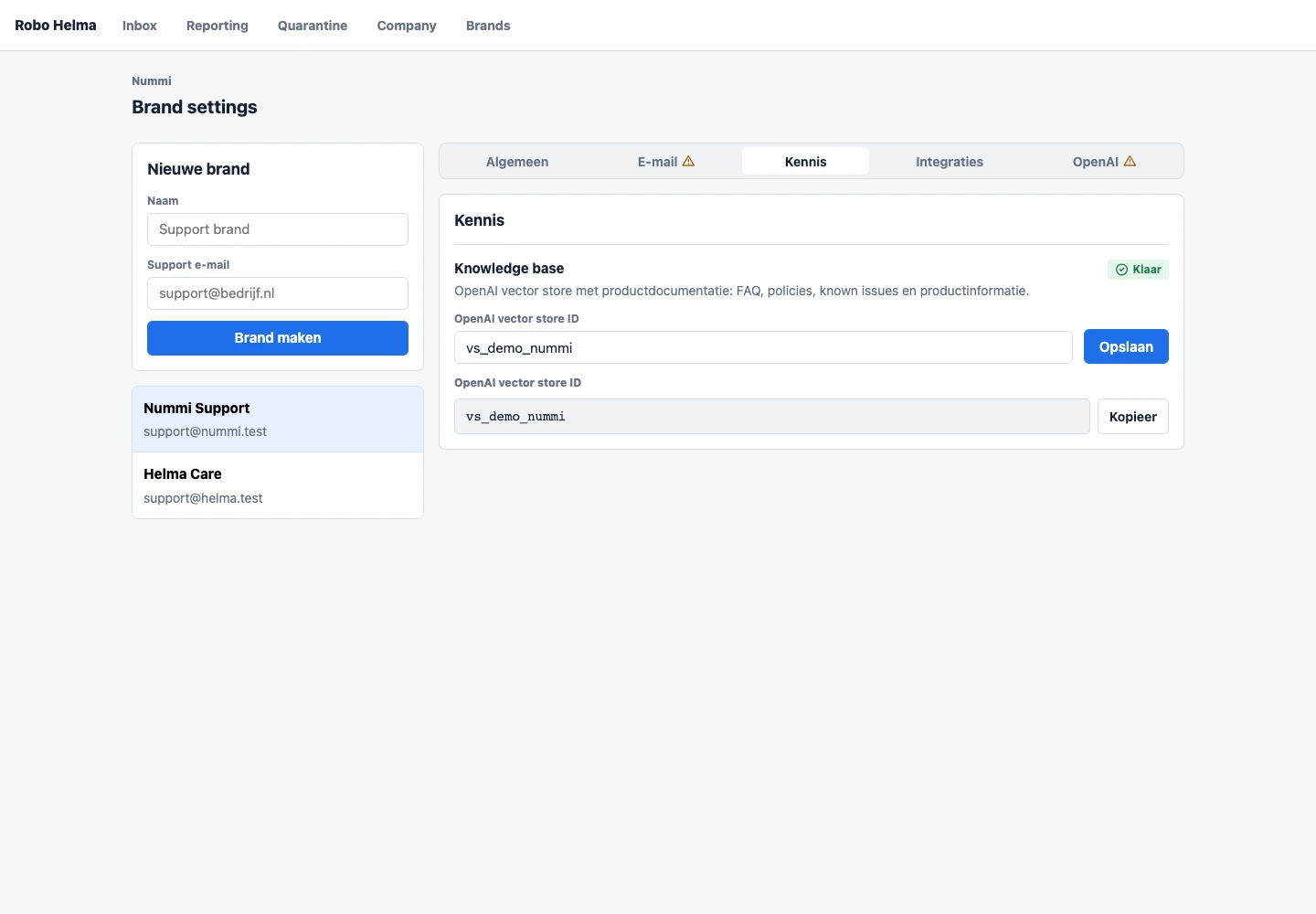 App interface with demo data