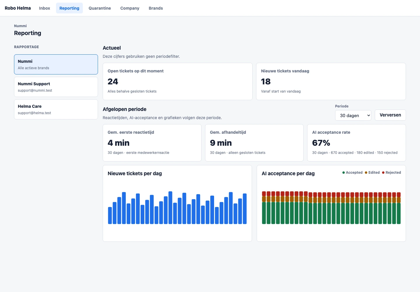 App interface with demo data